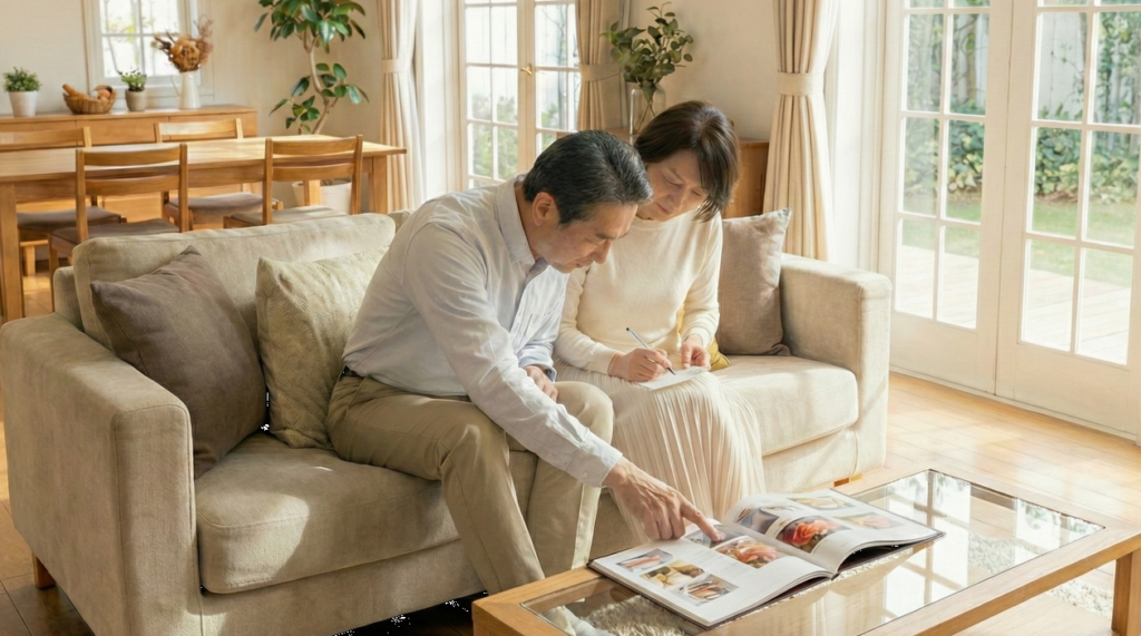 引き出物でのらったカタログギフトを選ぶ夫婦