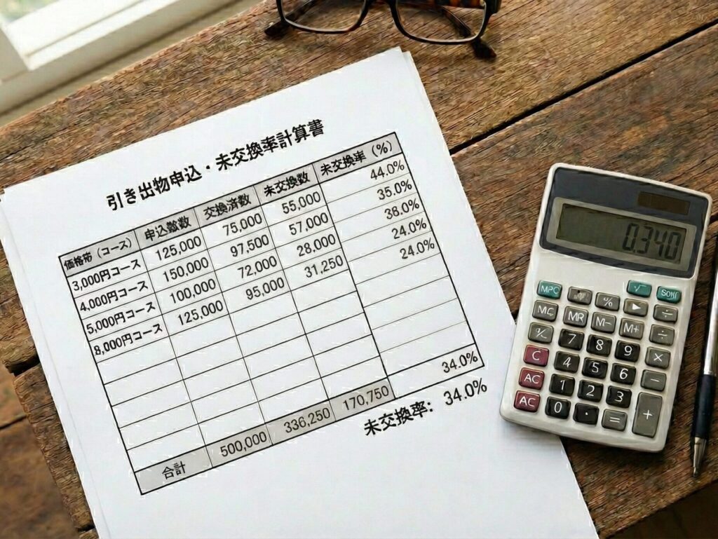 カタログギフトの未交換率の計算