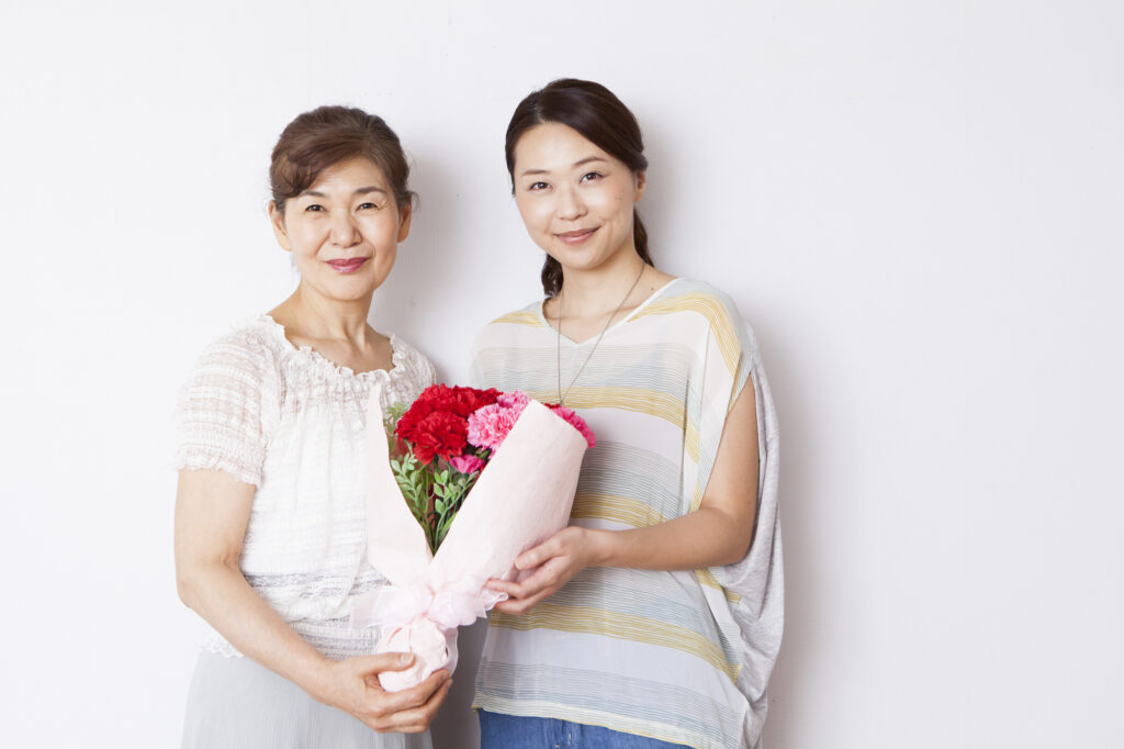 花束をお母さんに