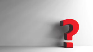 Red 3D question mark against a gray gradient background, symbolizing a question or inquiry.