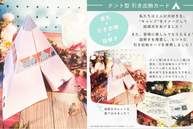 引き出物を席札にしてクイズゲームにしてご利用例